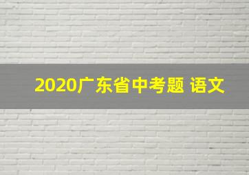 2020广东省中考题 语文